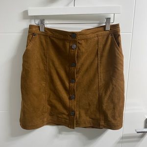 Brown velvet button up skirt